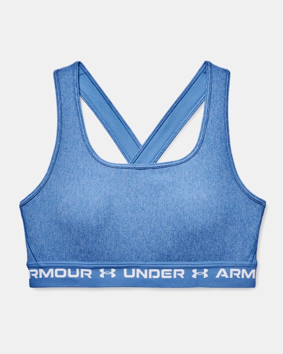 Women's Armour® Mid Crossback Heather Sports Bra, Blue, pdpMainDesktop image number 8